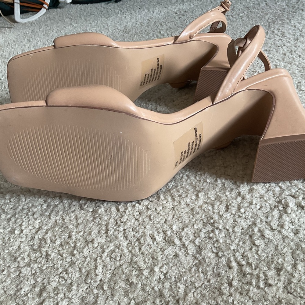 Cream Heel Sandals with Ankle Strap - Picture 5 of 5
